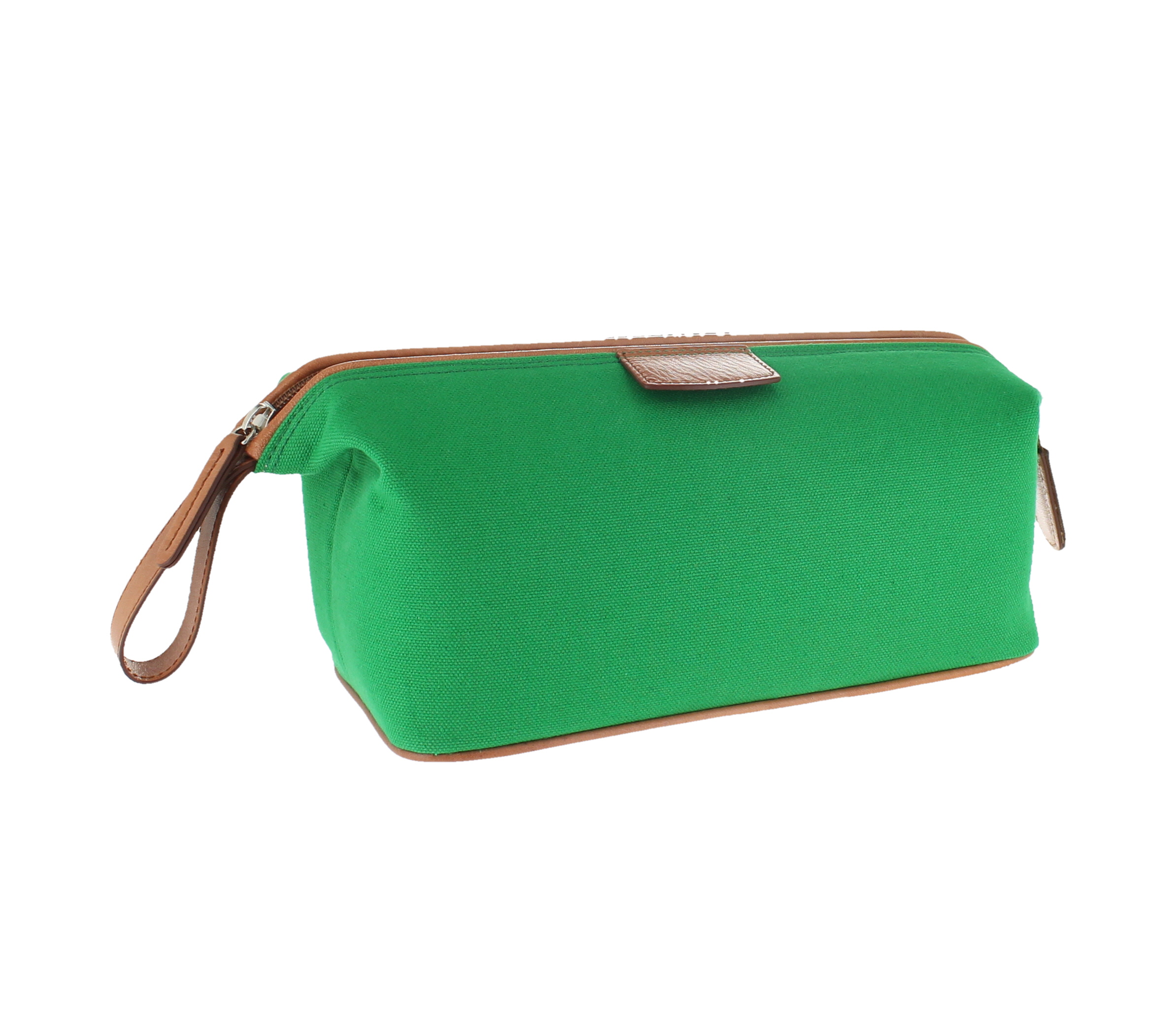 D. R. Harris Canvas and Leather Wash Bag- Green