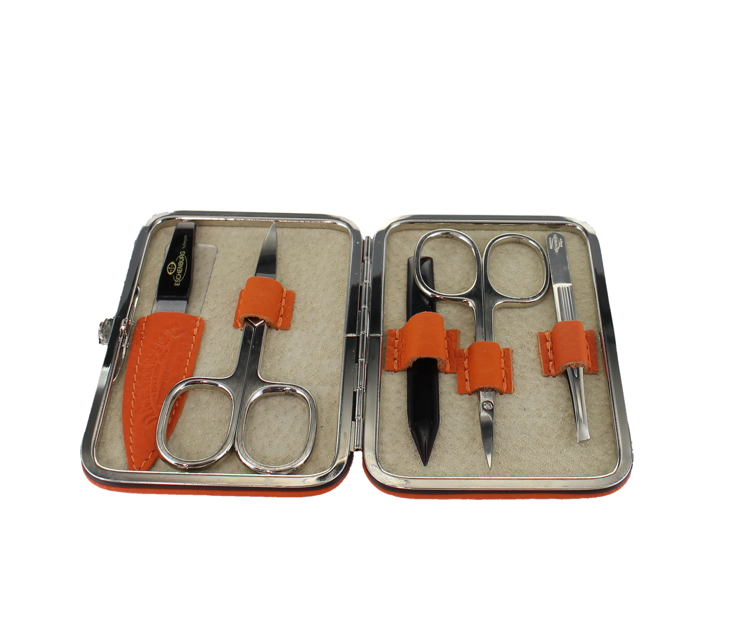 D. R. Harris 5 Piece Orange Hard Case Manicure Set