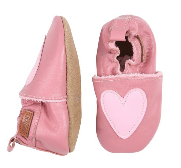 Melton Pink Leather Heart Baby Shoe