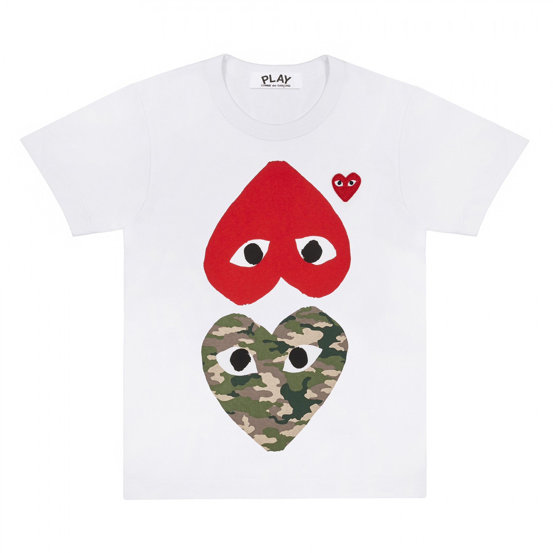 Comme Des Garcons Play Camouflage With Upside Down Heart T-Shirt (White) P1T248