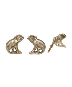 Doing Goods Shiny Gold Brass Peppin Monkey knob  - Set of 2