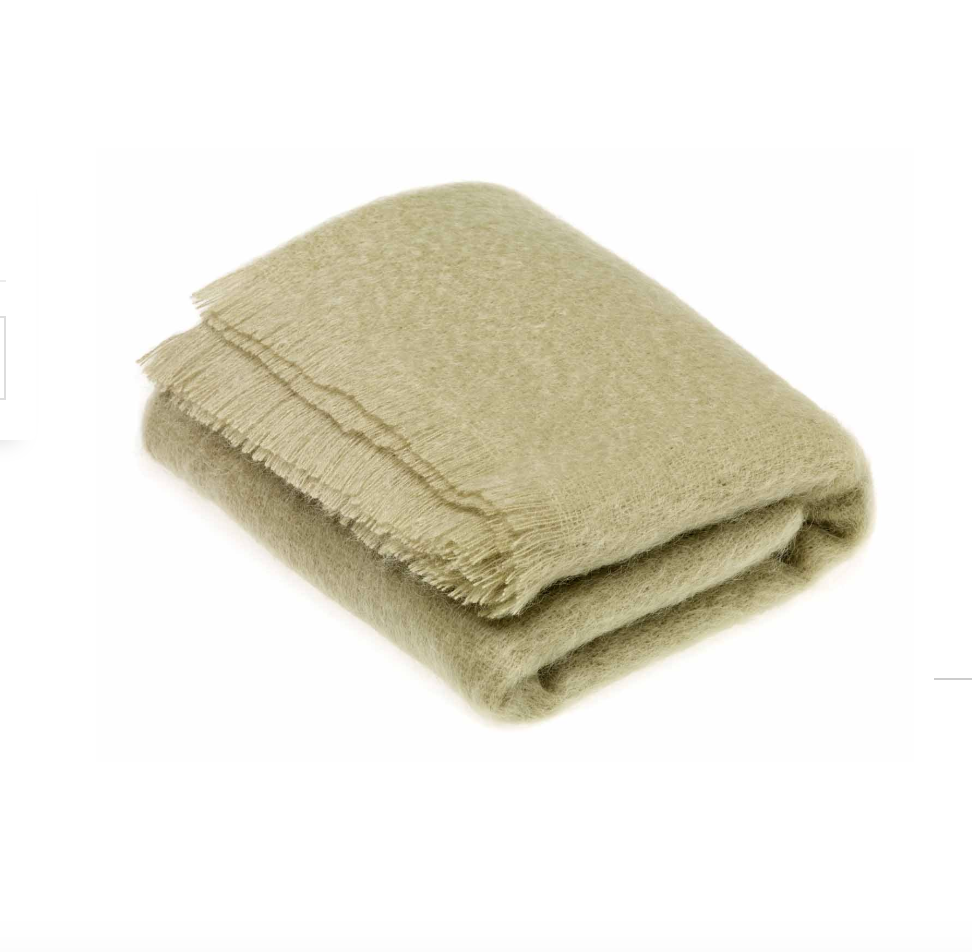 Bronte by Moon MOHAIR THROW SAGE GREEN