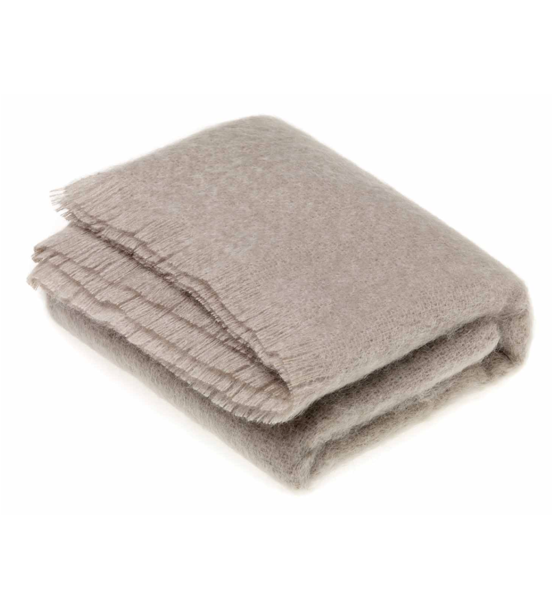 Bronte by Moon MOHAIR THROW- SQUIRREL GREY