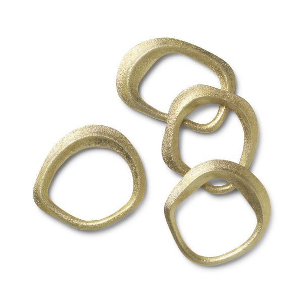 Ferm Living Flow Napkin Rings in Brass - Set of 4