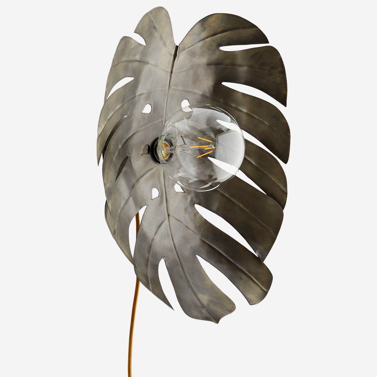 Madam Stoltz Oxidised Iron Aluminium Leaf Wall Lamp