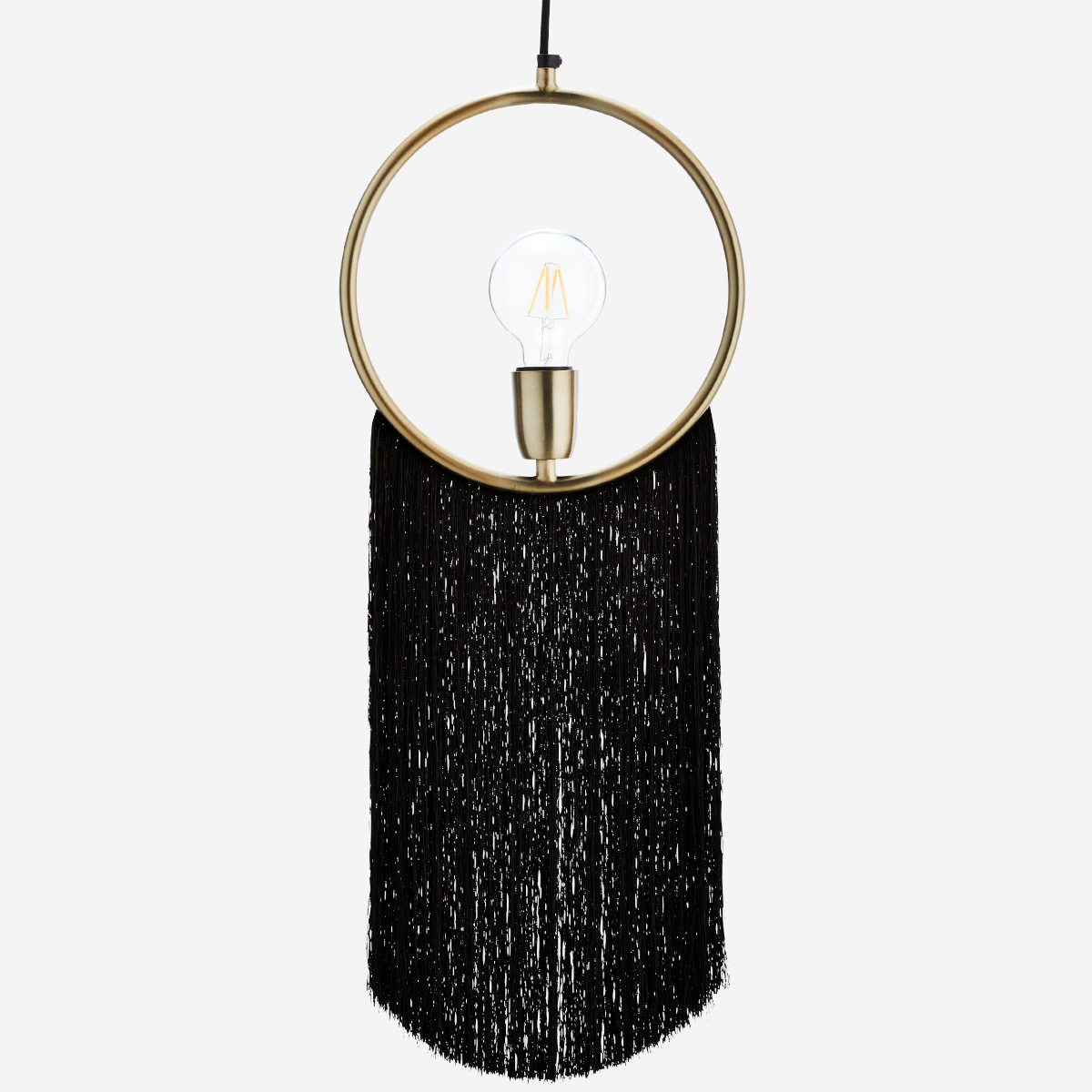 Madam Stoltz Gold Black Pendant Lamp with Tassels