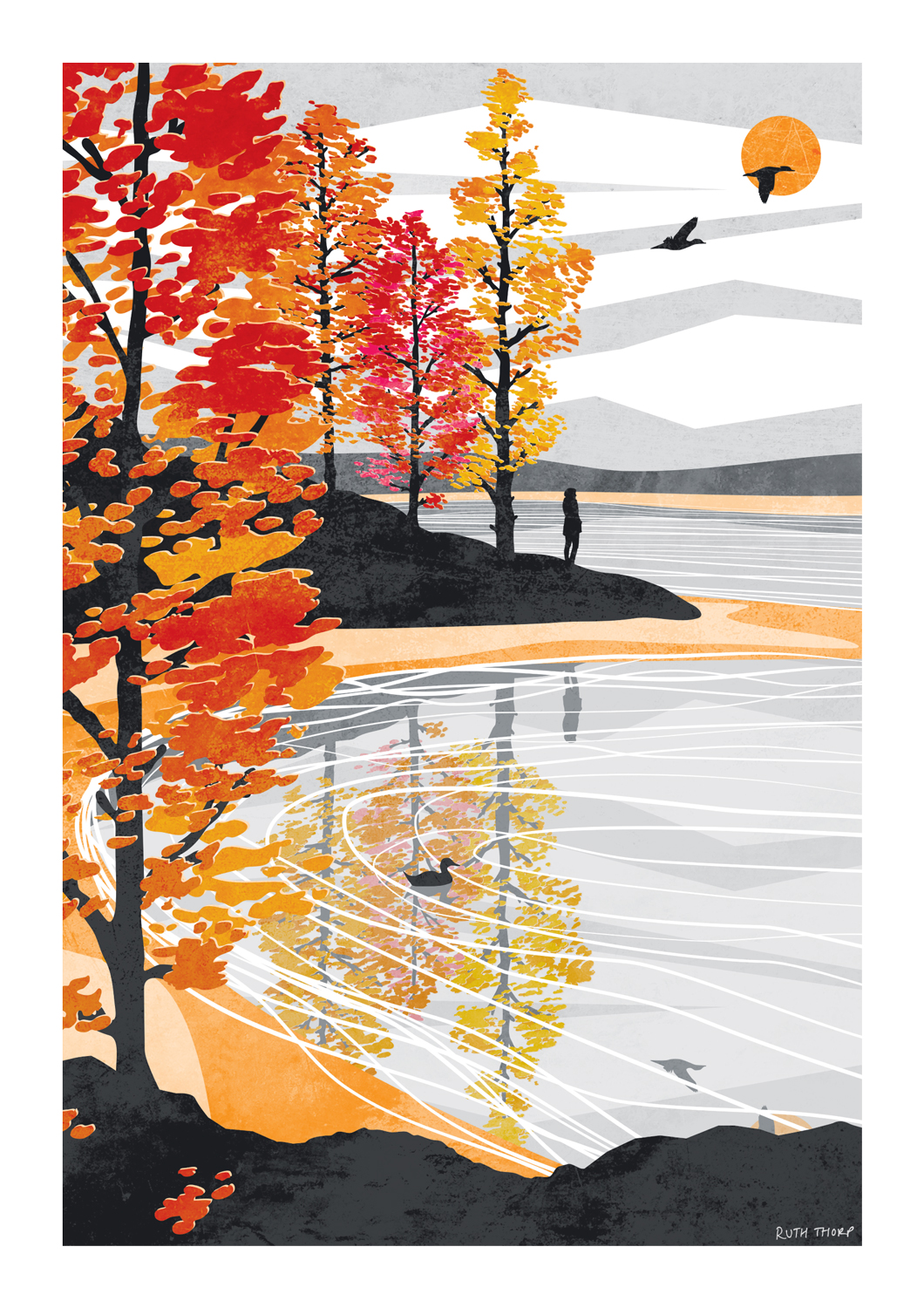 Ruth Thorp Studio Golden Shore Autumn Print A3