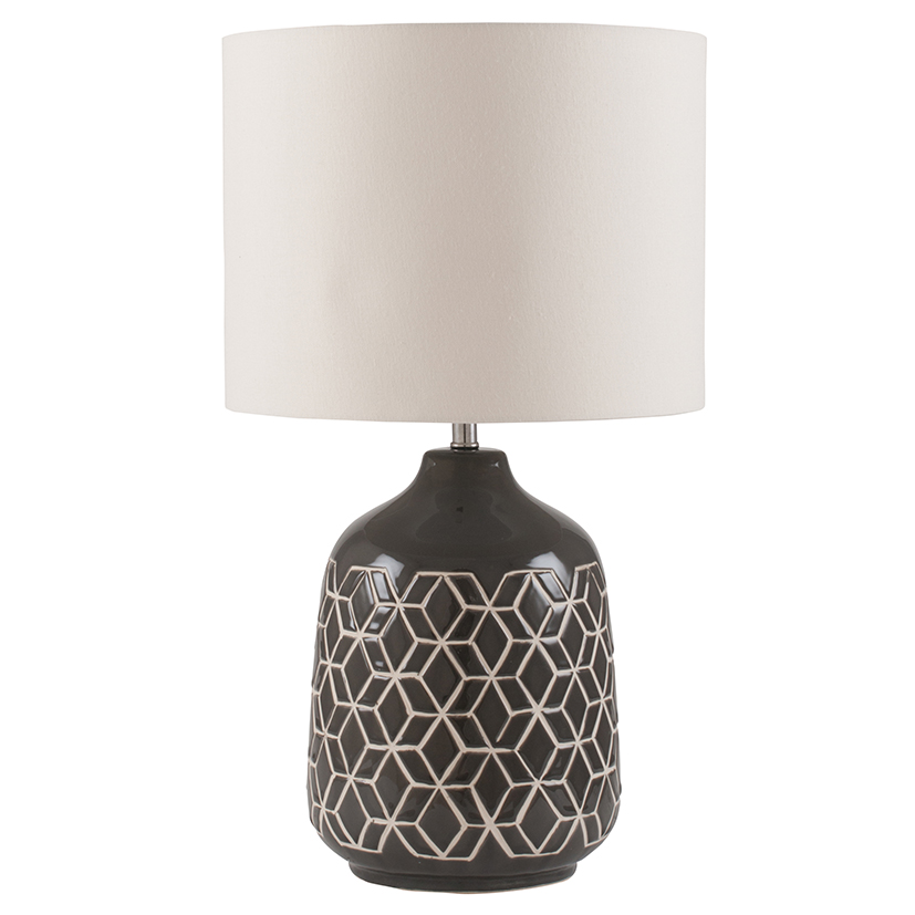 Pacific Lifestyle Dark Grey Geometric Design Table Lamp