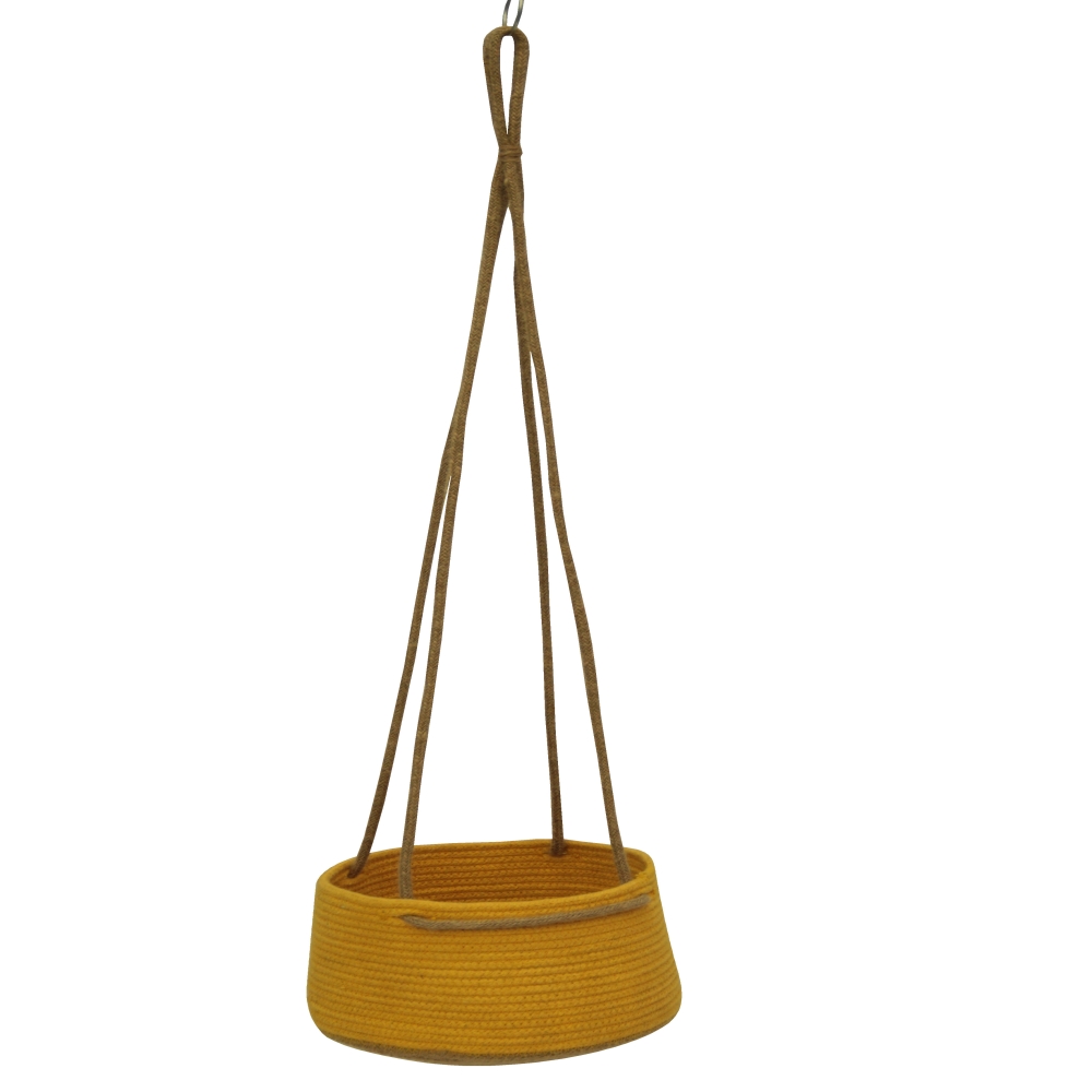 Yellow Fabric Macrame Planter