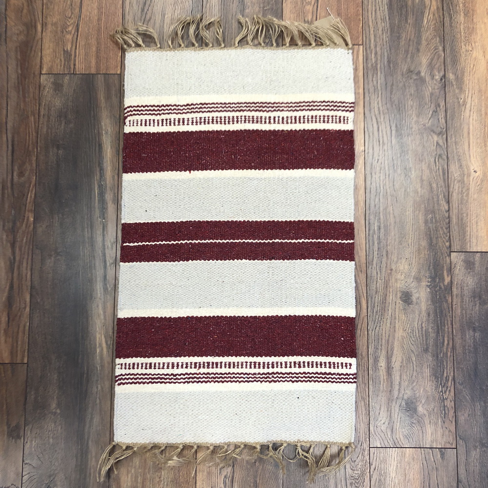 Deep Red Cotton Design Rug