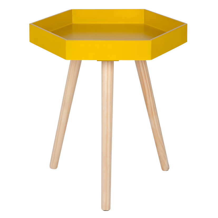 Pacific Lifestyle Large Mustard Wooden Hexagonal side Table