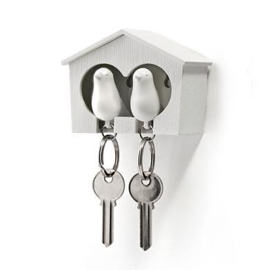 Qualy Duo Sparrow Key Ring White White