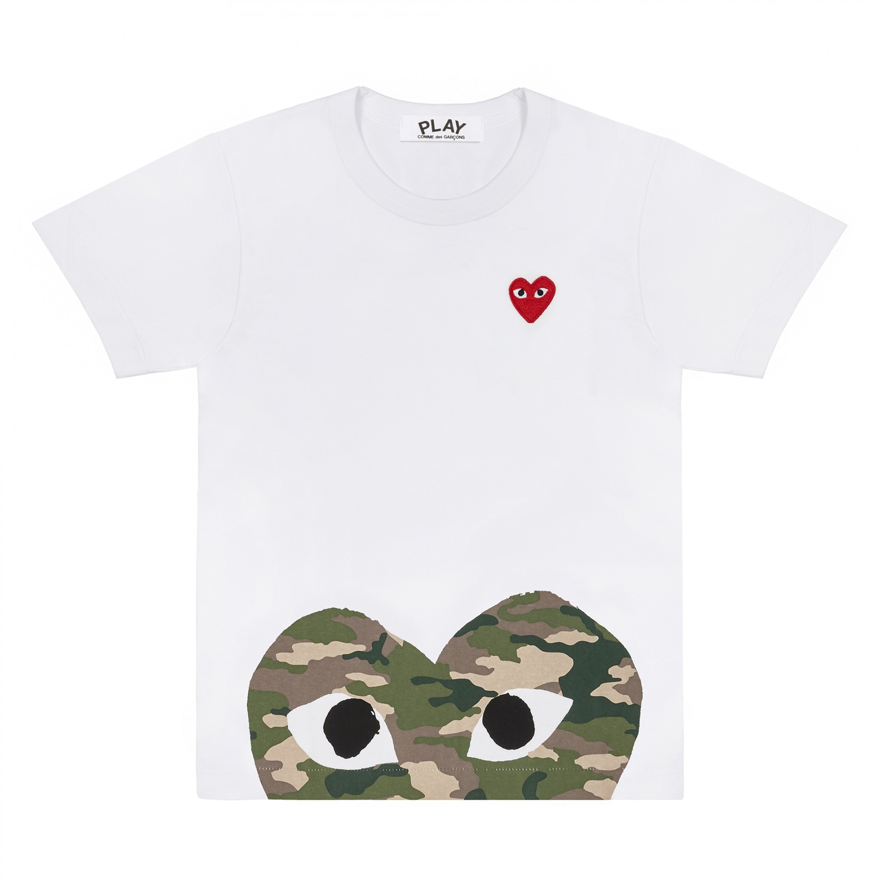 Comme Des Garcons Play Camouflage Edge Heart T-Shirt (White) P1T244