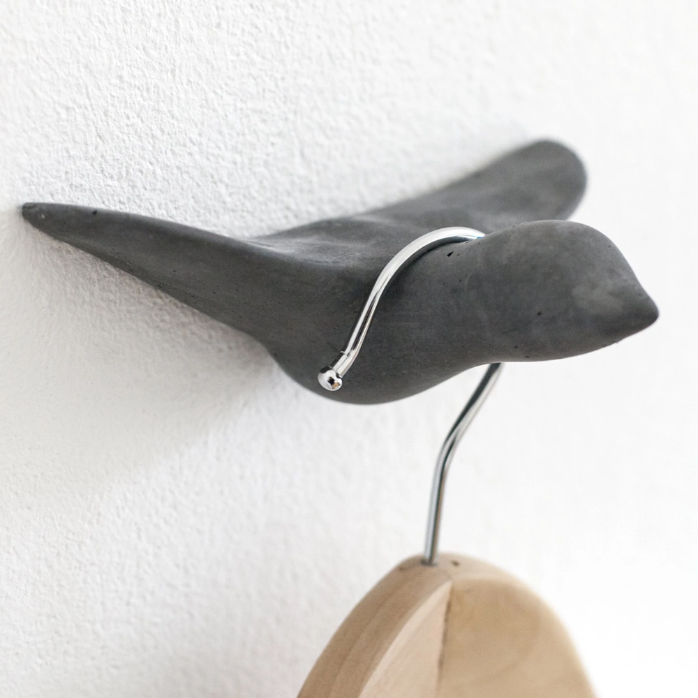 Thomas Poganitsch Design The Bird Concrete Wall Hook - Black