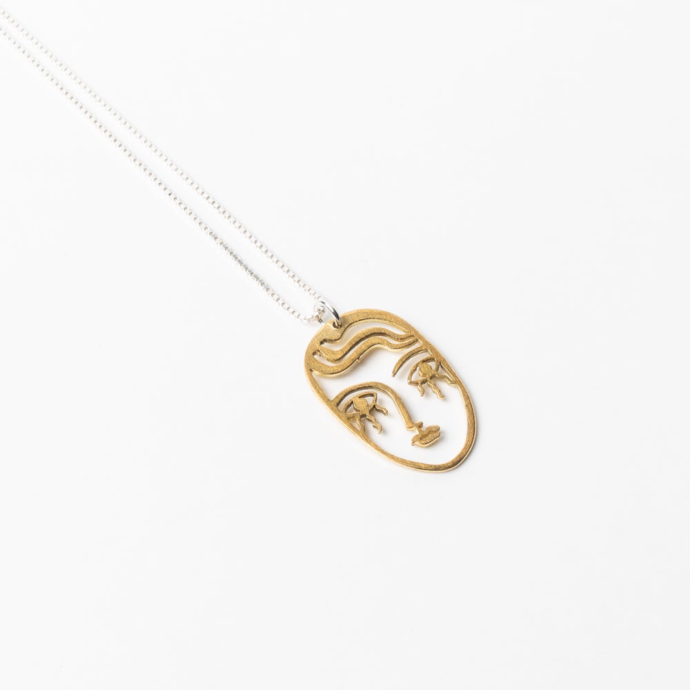 lima-lima  Brass Face Necklace Pendant