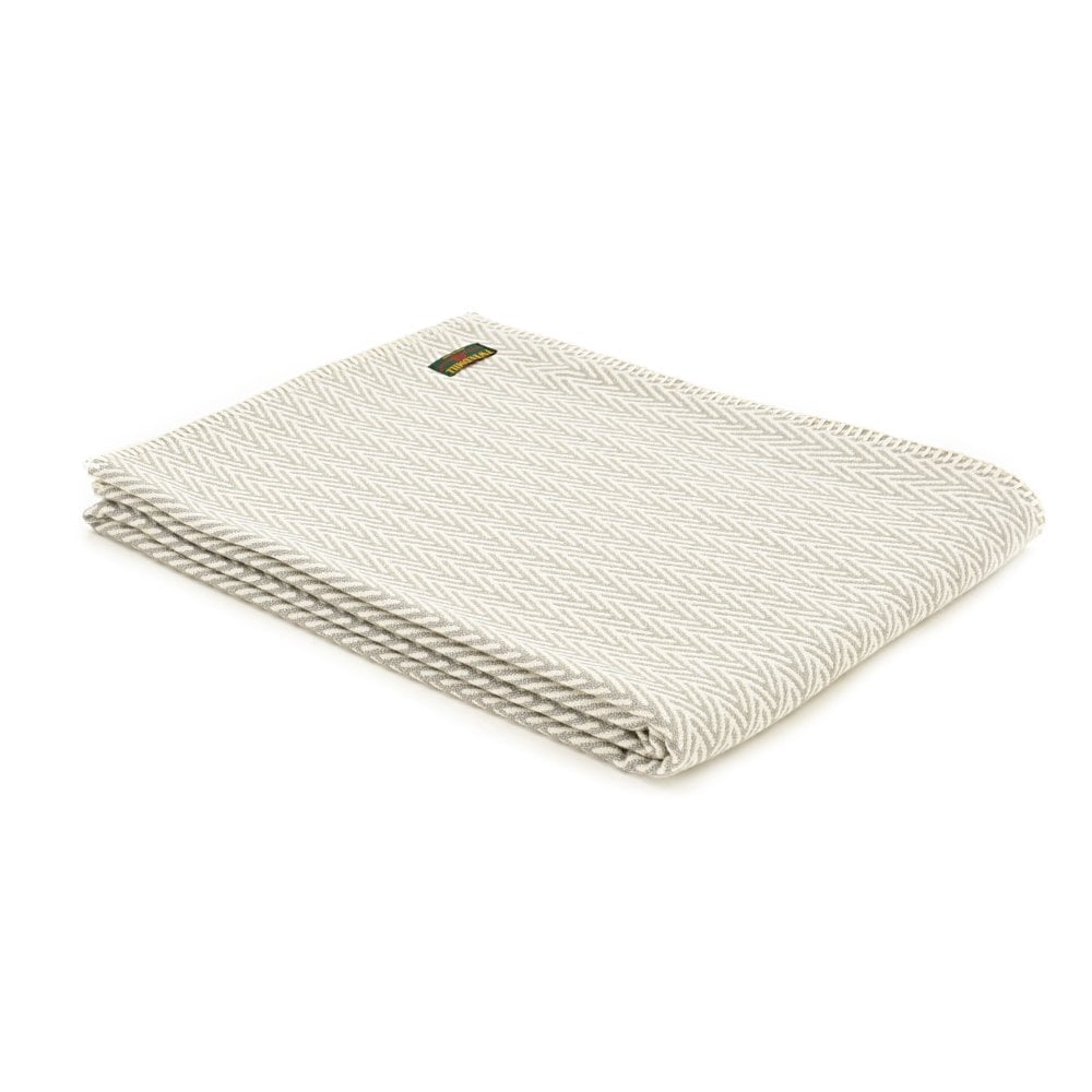 Tweedmill Silver Grey Herringbone Organic Cotton Throw 140cm x 160cm 