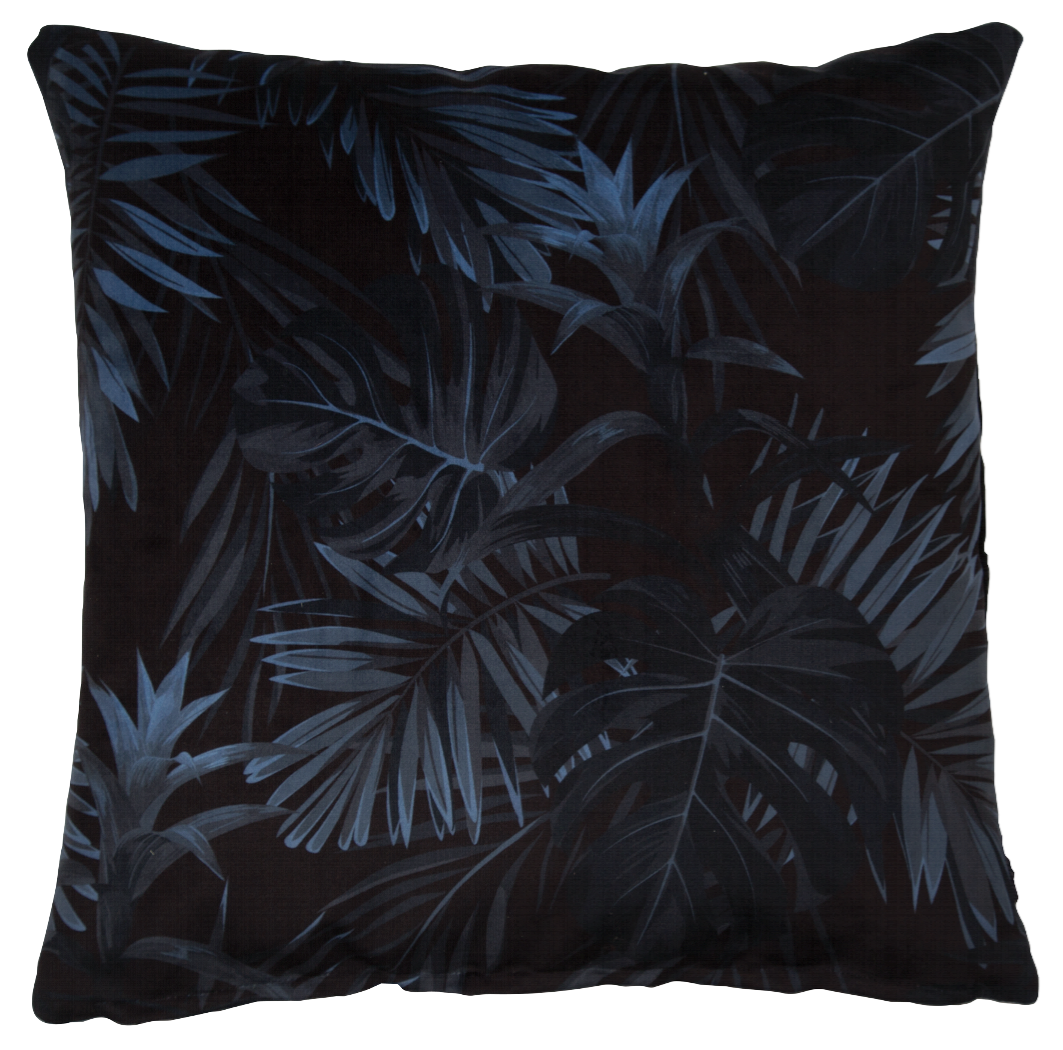 AU Maison 45 x 45cm Indigo Blue Cushion with Tropical Design