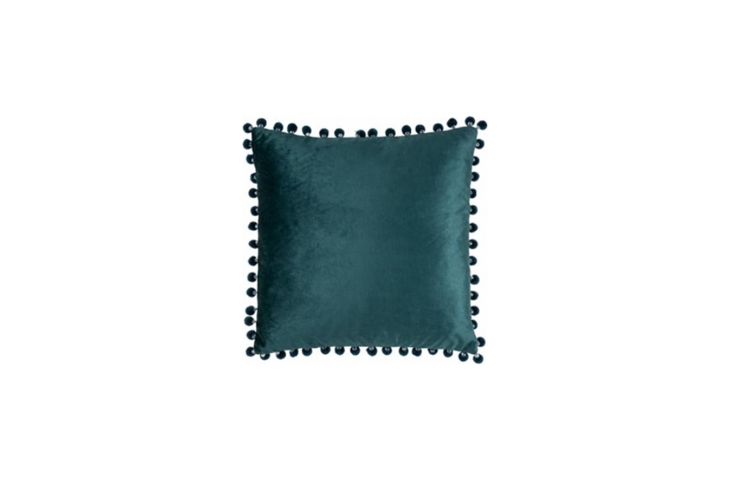 Eightmood 50 x 50cm Dark Petrol Cushion with Ball Fringes