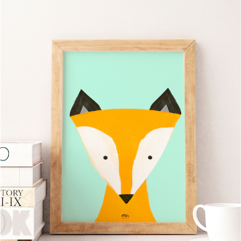 My Name is Mir Little Fox Wall Print for Kids