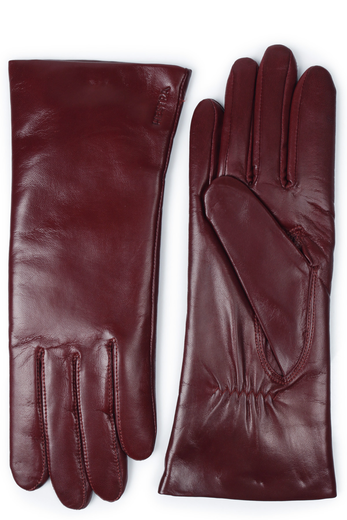 dark red leather gloves