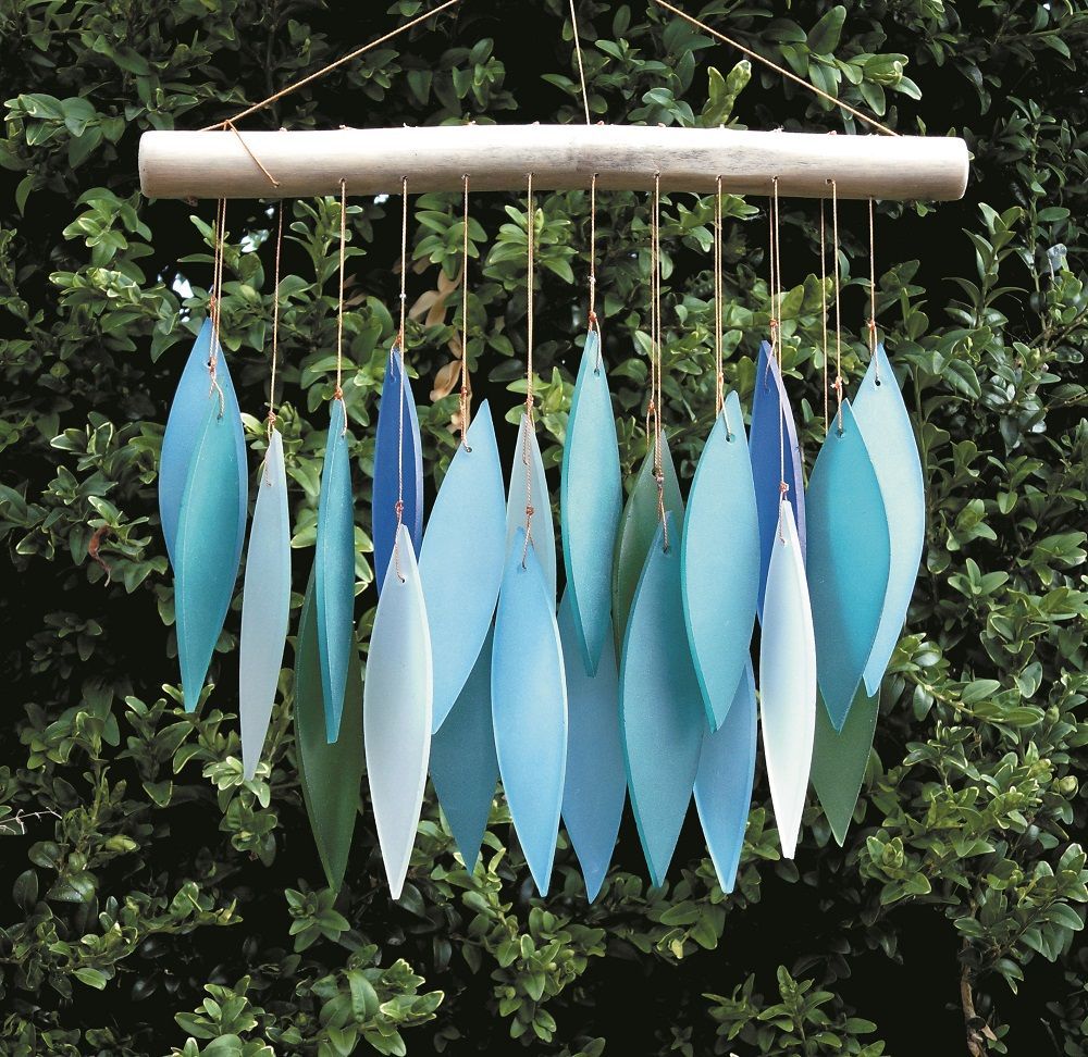 Sunlover Turquoise Glass Leaves Chime