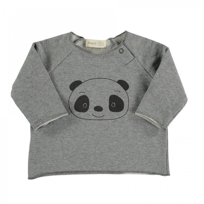 Bean's Barcelona Light Gray Cotton Panda T Shirt for Kids