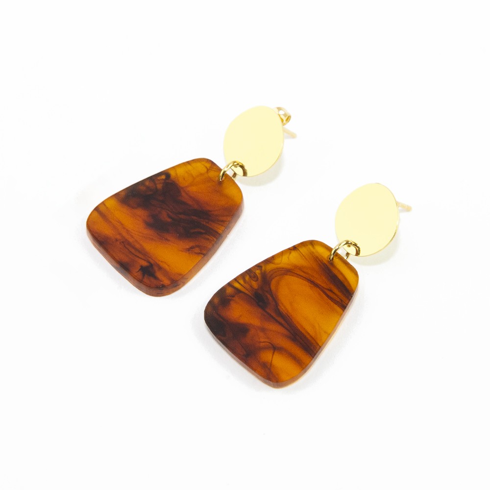 sept cinq Brown Brass Earrings