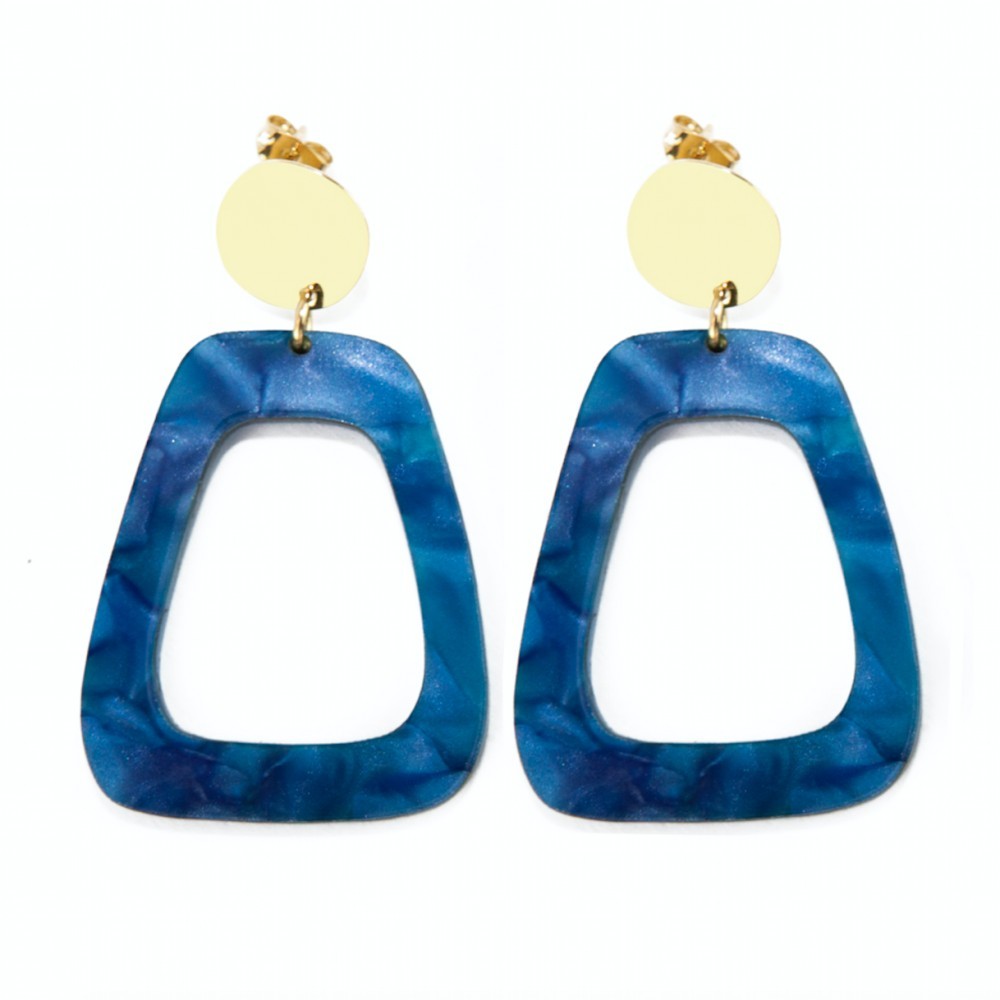 sept cinq Blue Plexiglass Anchor Earrings