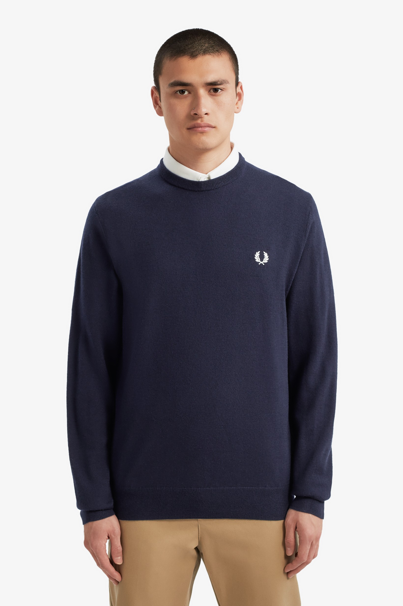 Fred Perry Dark Carbon Wool Classic Merino Crew Neck Jumper