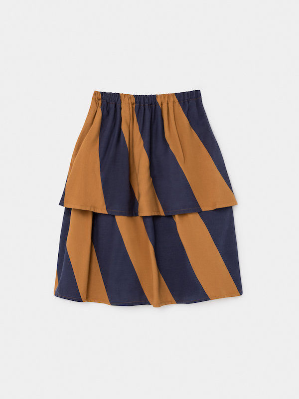 Bobo Choses Rust and Navy Big Stripes Midi Skirt