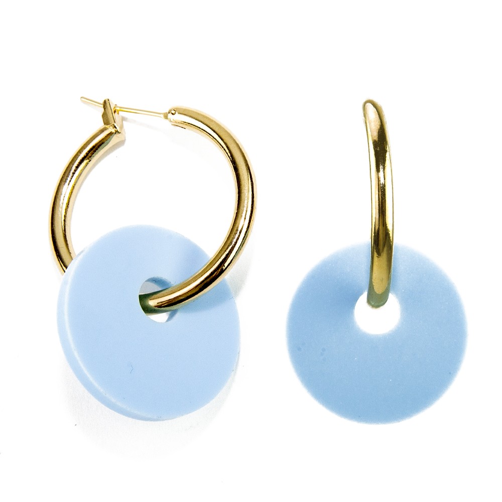 sept cinq Light Blue Plexiglass Saucer Earrings