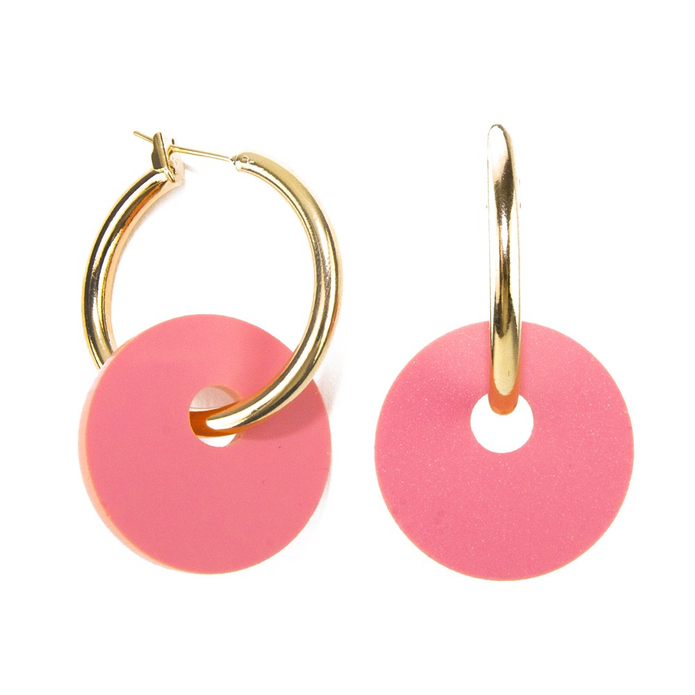 sept cinq Pink Plexiglass Saucer Earrings