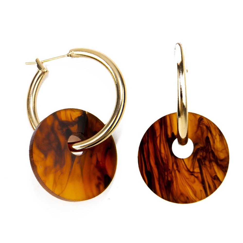 sept cinq Brown Plexiglass Saucer Earrings