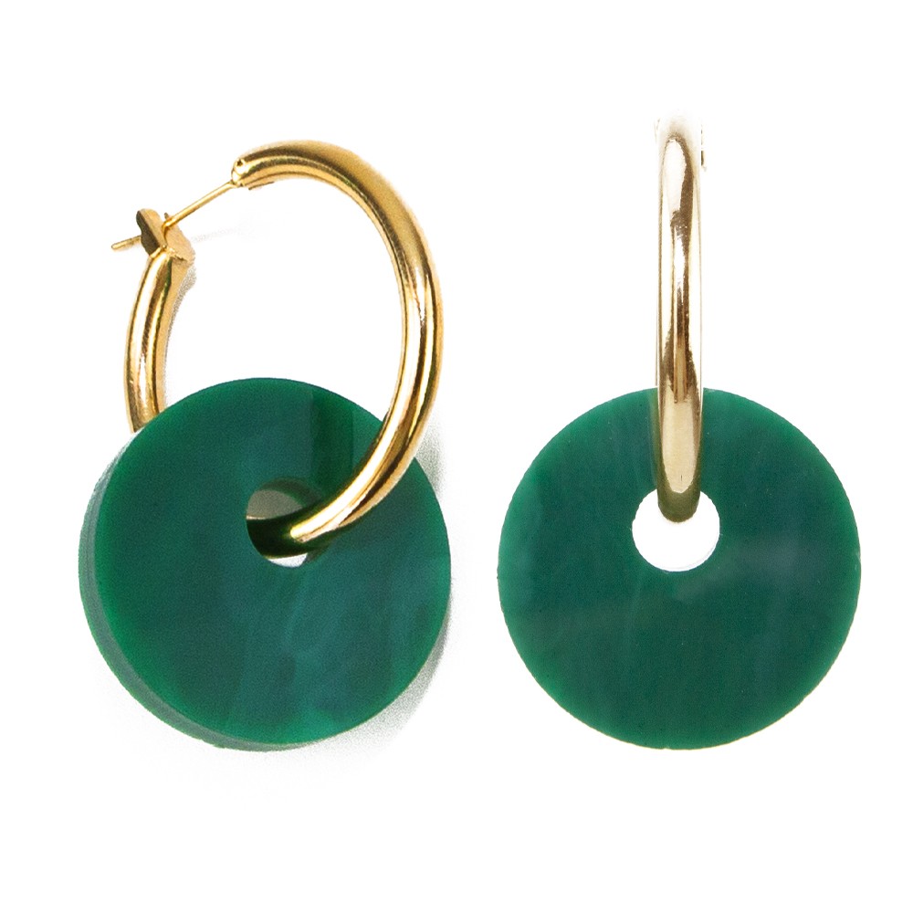 sept cinq Green Plexiglass Saucer Earrings