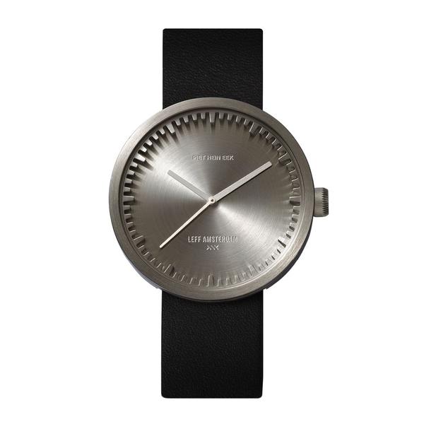 Leff Amsterdam Black   D 42 Steel Leather Strap 42 Mm Tube Watch 