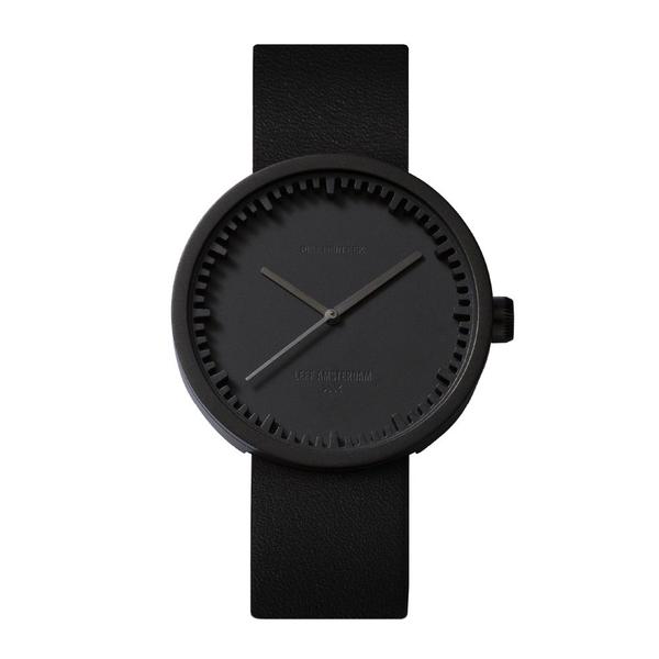 Leff Amsterdam Tube Watch D 42 Black Black Leather Strap 42 Mm