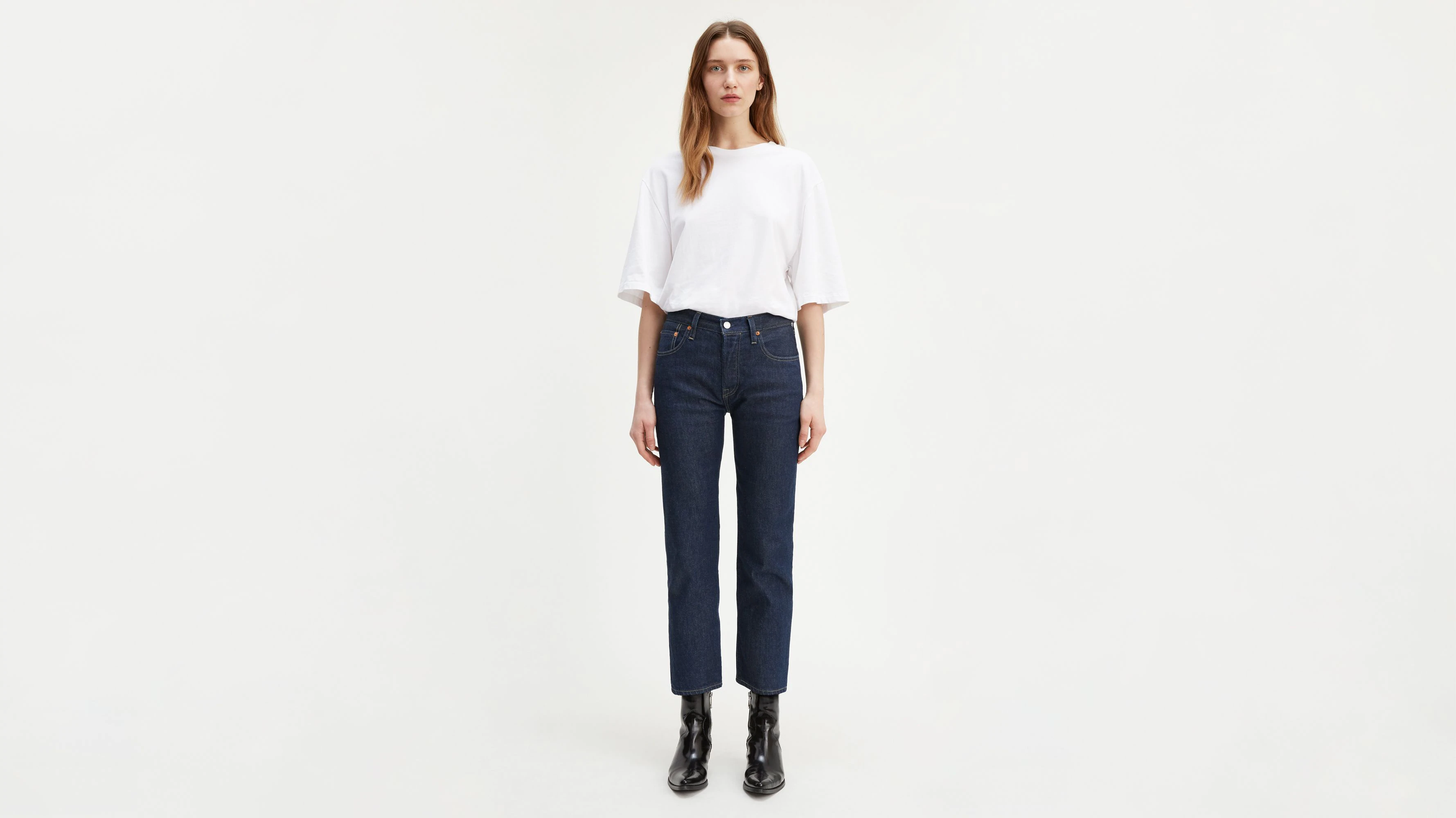 Levi's 28 Length Raw Indigo Cotton 501 Crop Stretch Women's Jeans