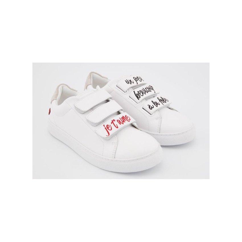 Bons Baisers de Paname White sneakers in leather "i love you" for womens