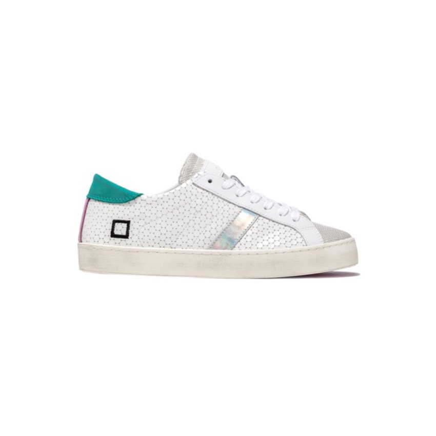 D.A.T.E. Sneakers White Leather Hill Low Honeycomb Womens Sneakers