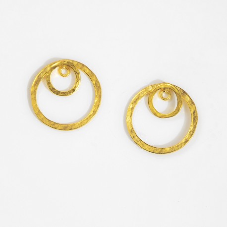 Ottoman Hands Open Circle Ear Jacket 21 Carat Gold Plated Brass Earrings