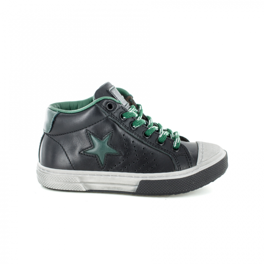 Stones and Bones Size 24-26 Black and Green Leather Boys Shoes