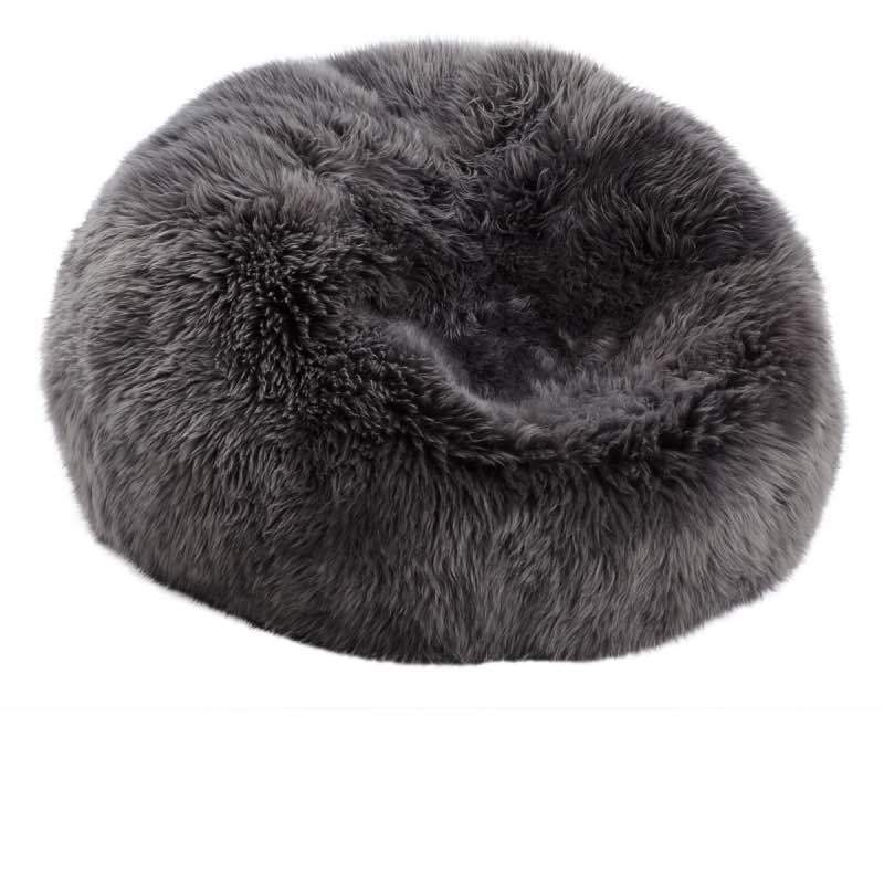 Alpine Lifestyle Boutique Large Grey Long Wool Sheepskin Beanbag