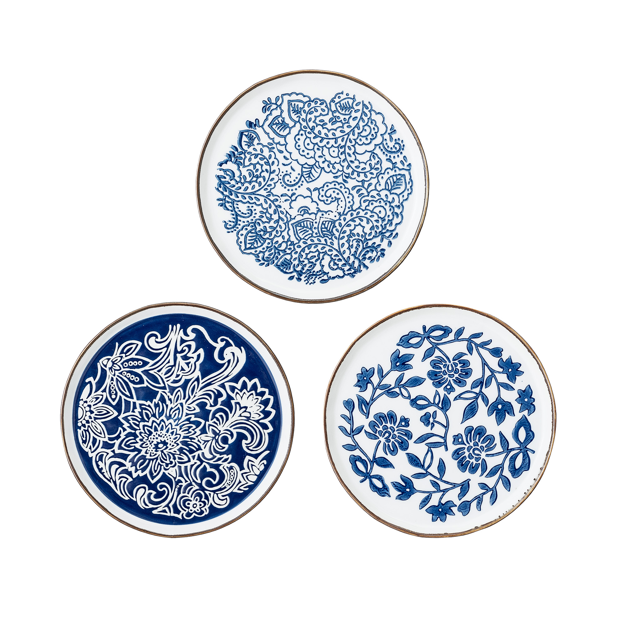 Bloomingville Blue Stoenware Plate Set of 3