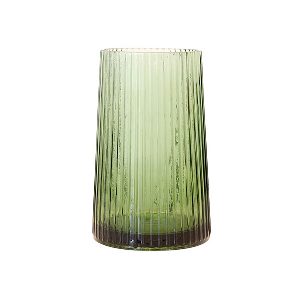 HK Living Medium Green Ribbed Glass Vase