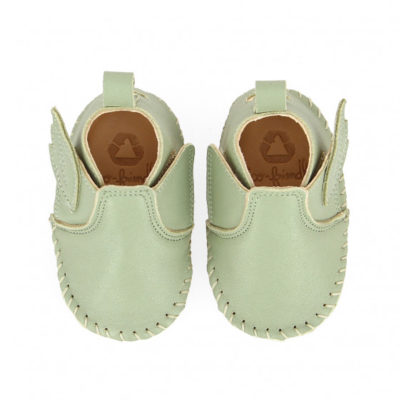 Easy Peasy Green Almond Leather Bomok Aile Baby Slippers size 22/23