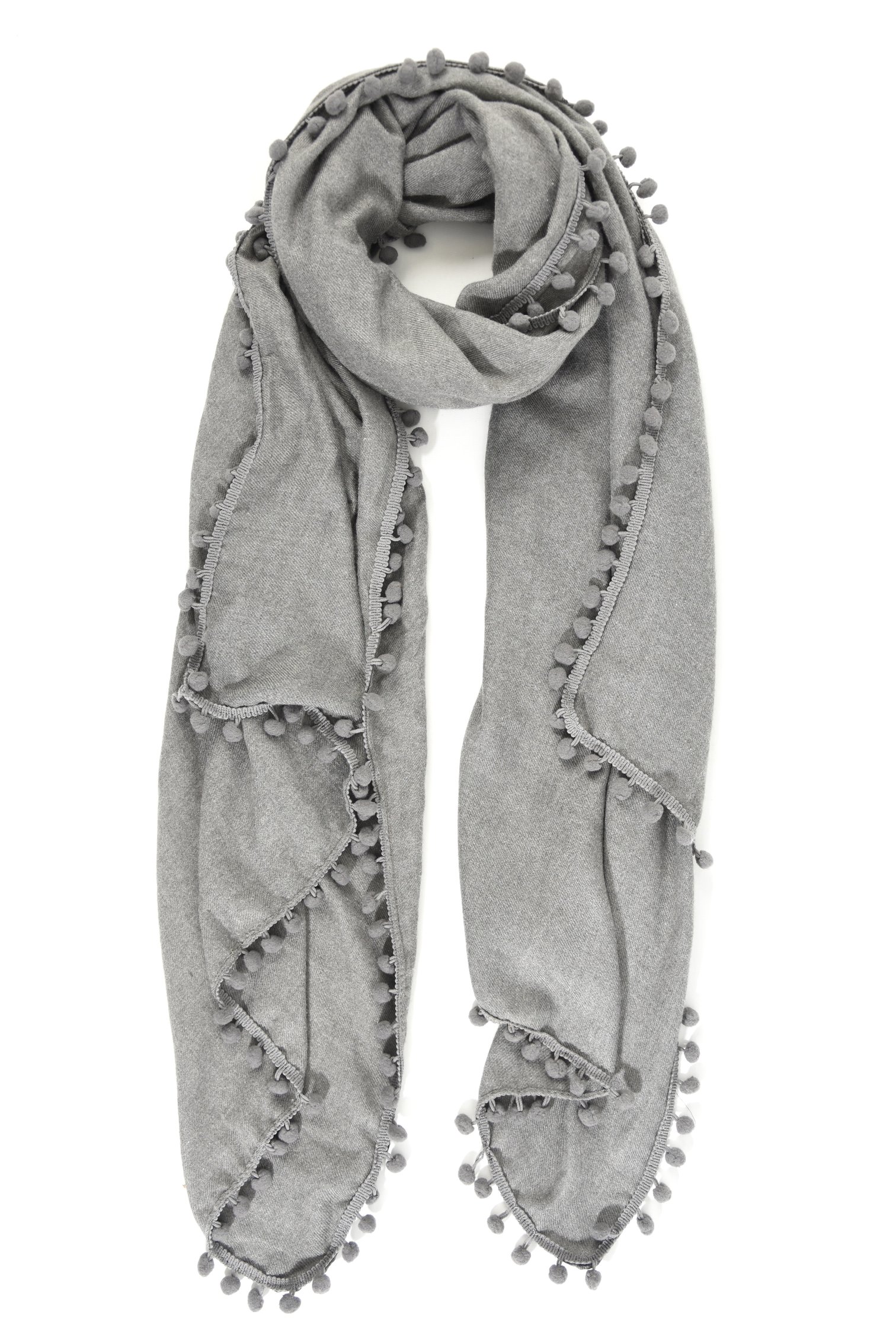 Miss Shorthair Grey Winter Pom Pom Scarf