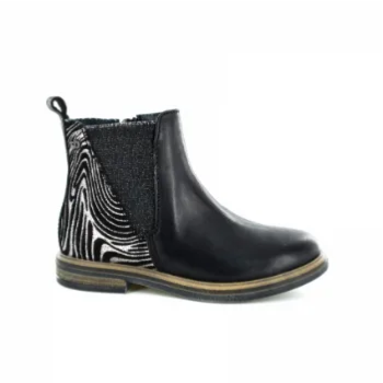 Stones and Bones Size 24 - 26 Black and Silver Leather Childrens Boots