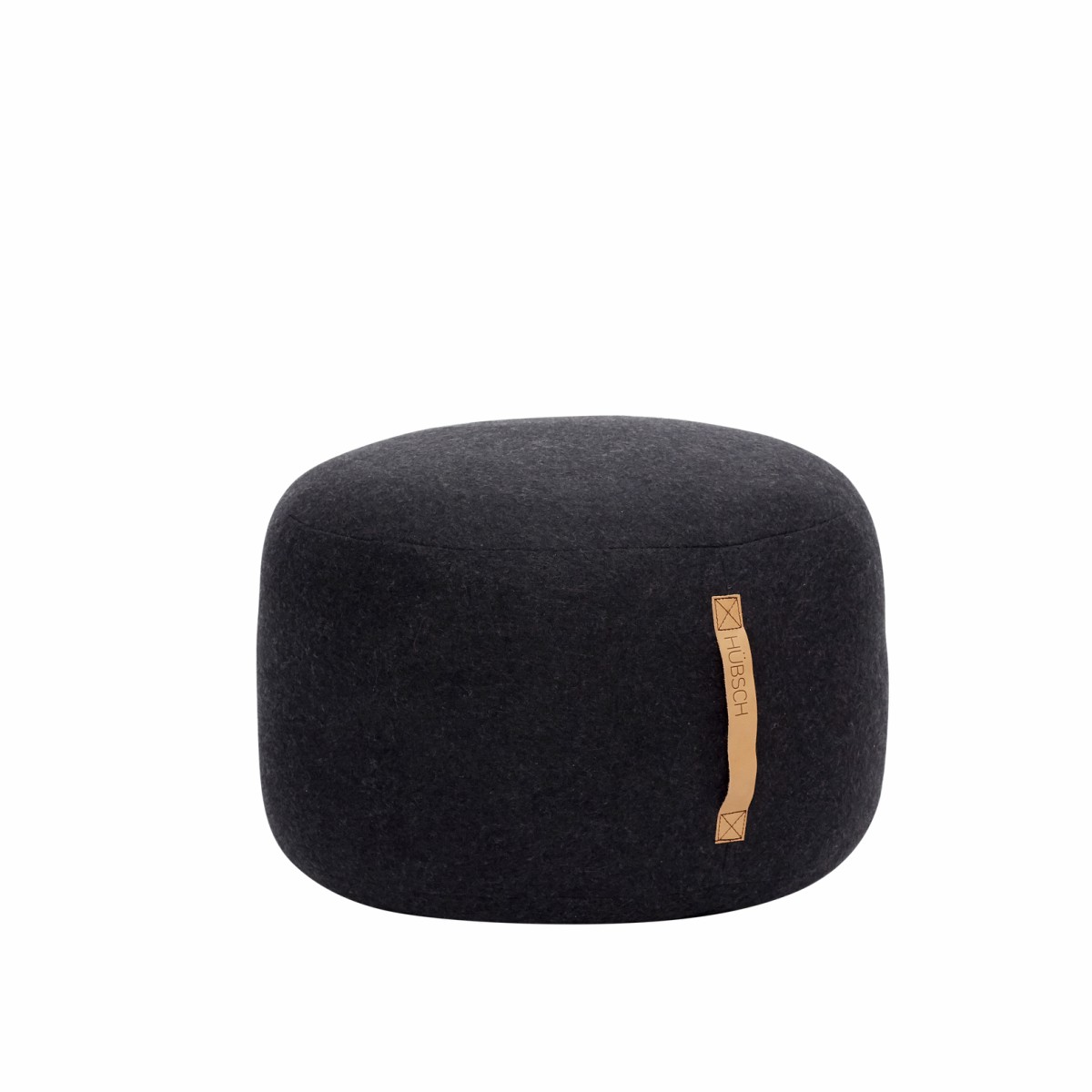 Hubsch Small Charcoal & Light Grey Wool Pouffe