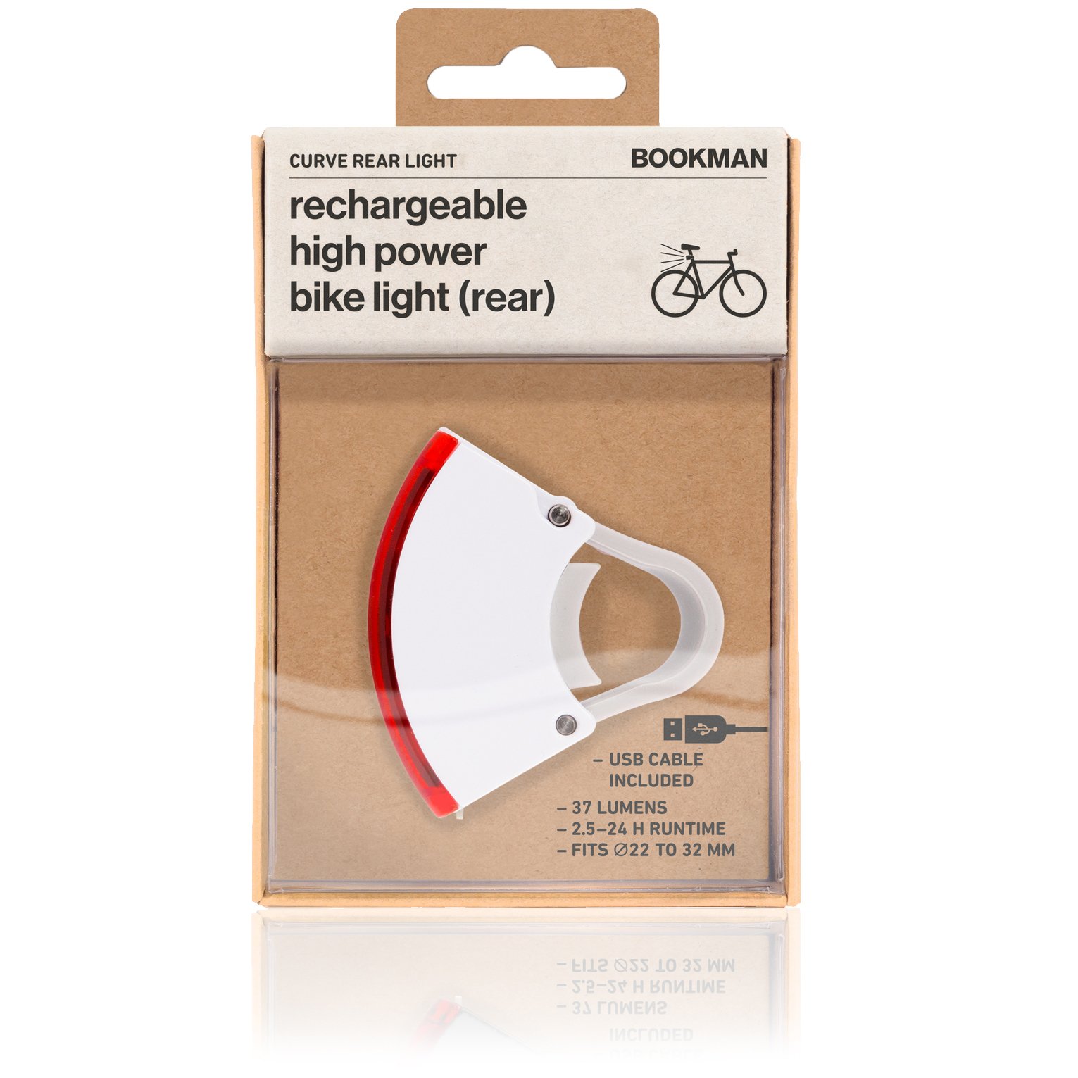 Bookman  White & White CURVE Rear Bike Light V.2