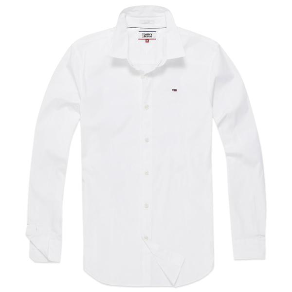 Tommy Hilfiger Original Flag Stretch Long Sleeve Shirt White